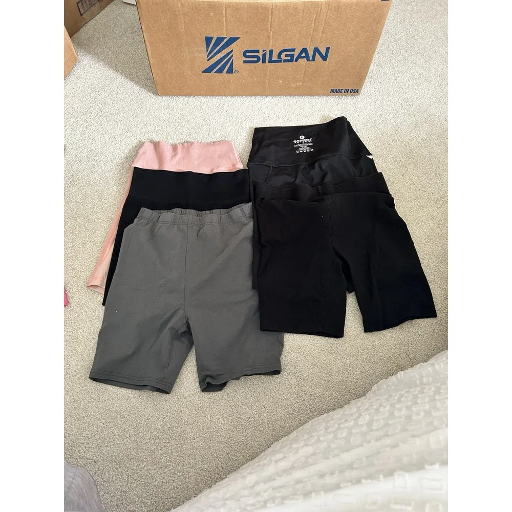 5 Pair Women's Athletic Shorts Elastic Waist